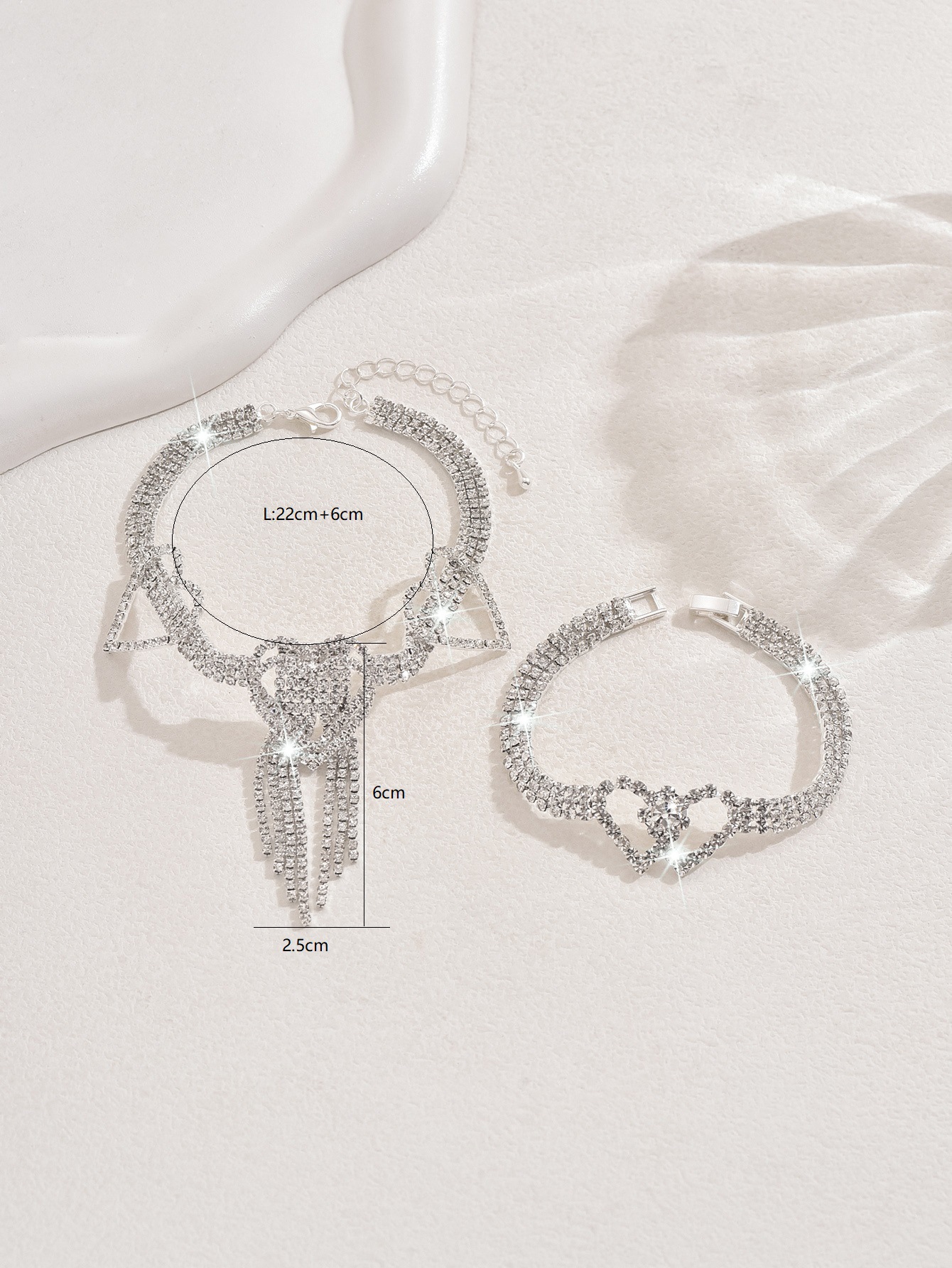 Womens Crystal Tassel Anklet With Rhinestone Dangle Charm Design